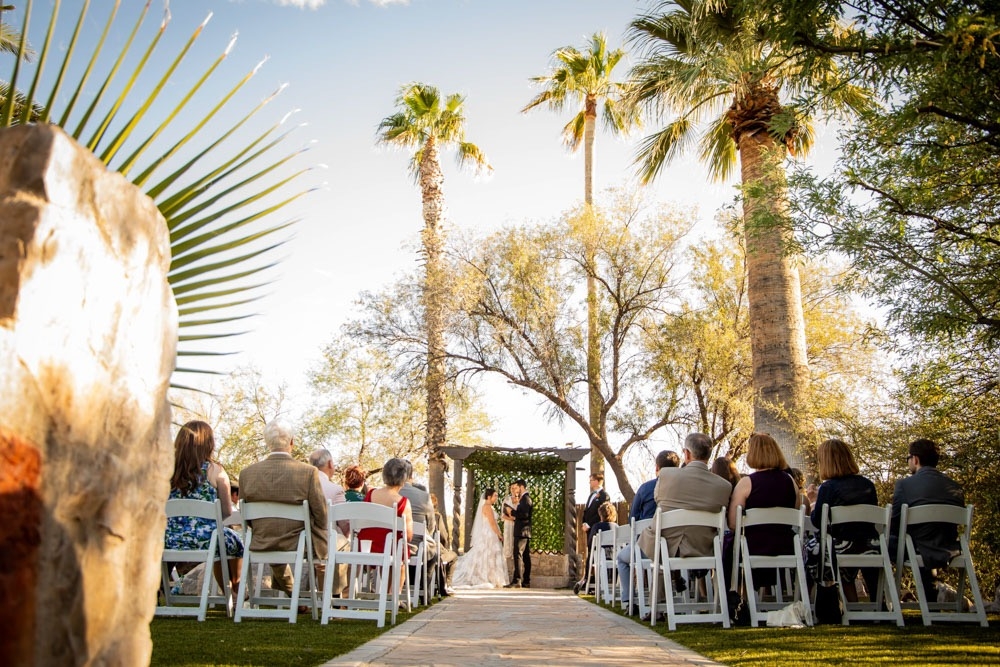 Wedding ceremony with golden fauna